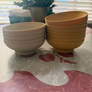 Vintage 13 Tupperware Harvest Gold & Almond Soup Salad Cereal Bowls set